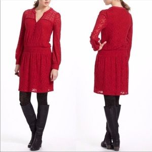 Anthropologie Leifnotes red lace dress